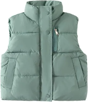 Meufam Toddler Kid Winter Solid Color Snow Puffer Down Vest Softshell Quilted Padded Sleeveless Jacket Ultra Light Waistcoat