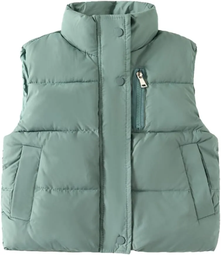 Meufam Toddler Kid Winter Solid Color Snow Puffer Down Vest Softshell Quilted Padded Sleeveless Jacket Ultra Light Waistcoat