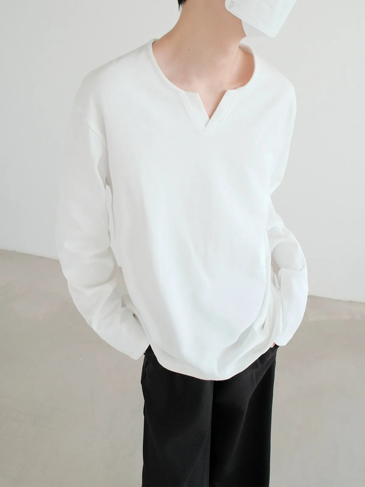 Minimalist Notch Neck Pullover