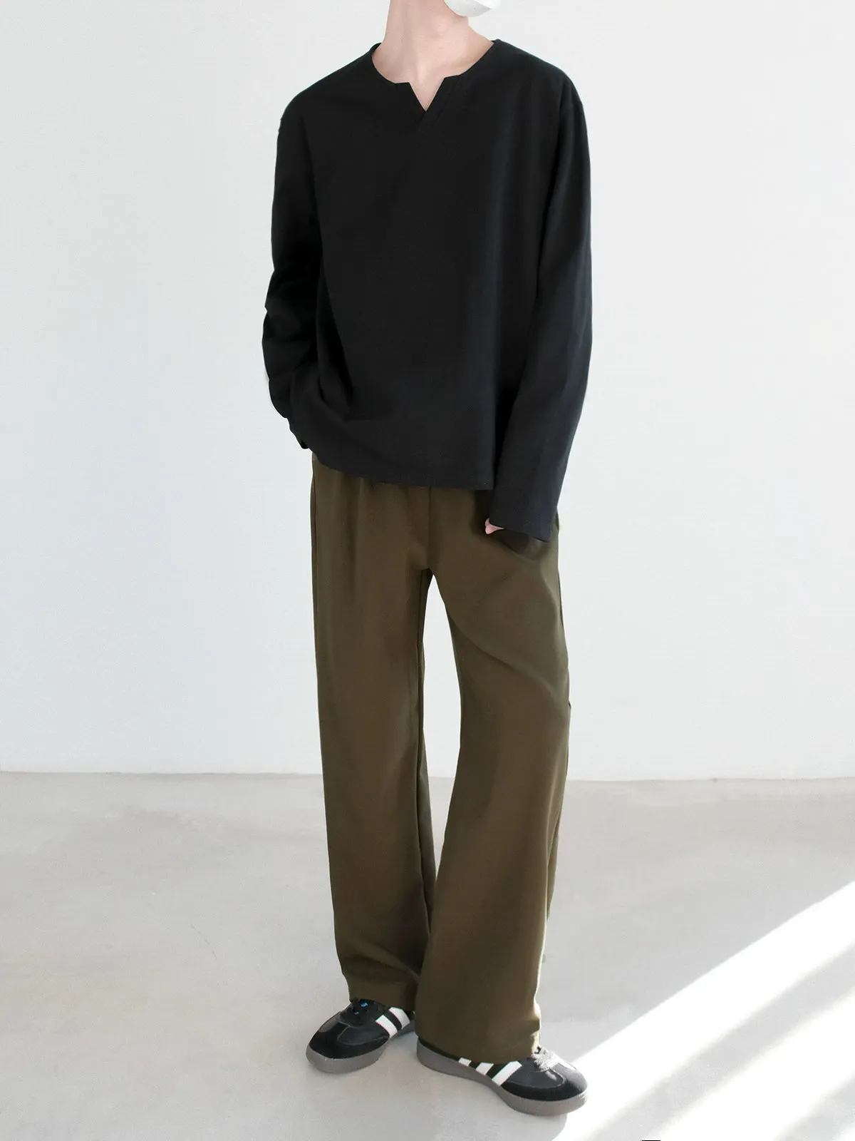 Minimalist Notch Neck Pullover