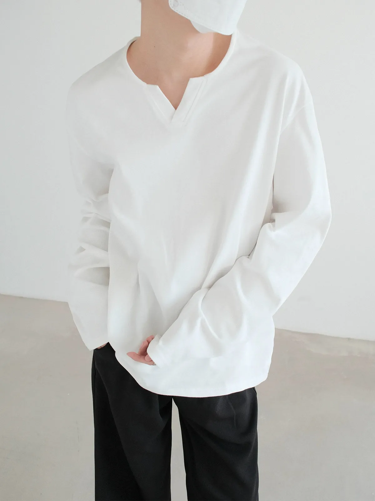 Minimalist Notch Neck Pullover