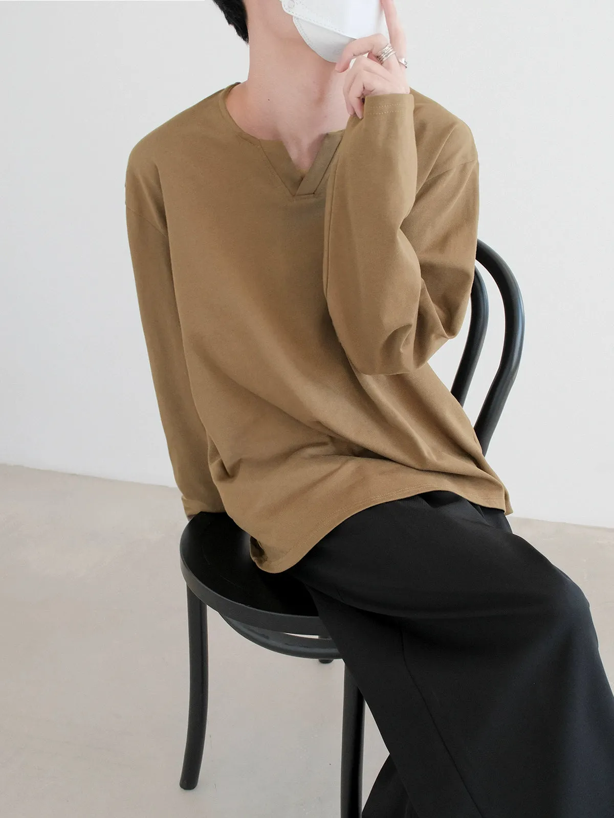 Minimalist Notch Neck Pullover