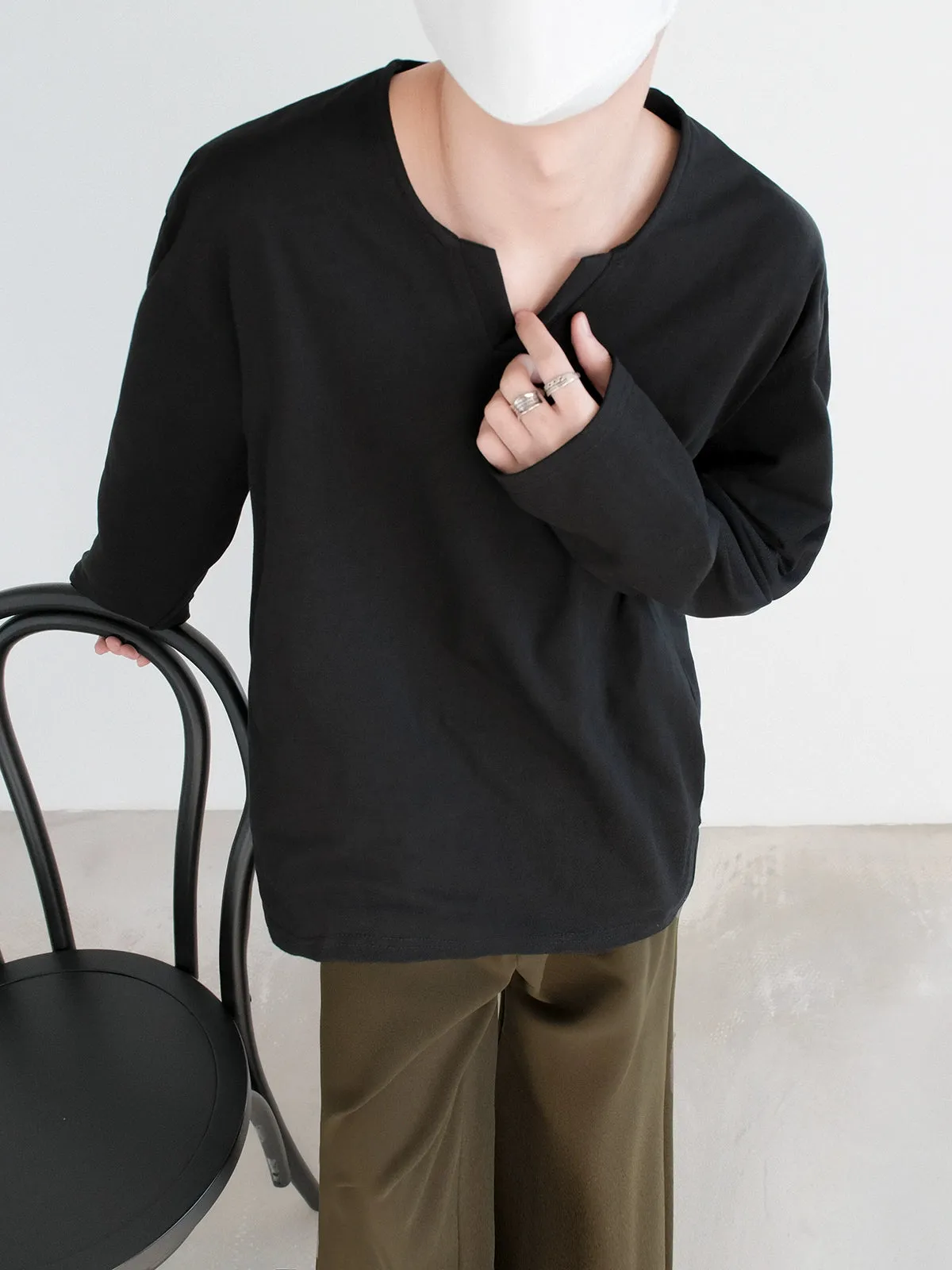 Minimalist Notch Neck Pullover