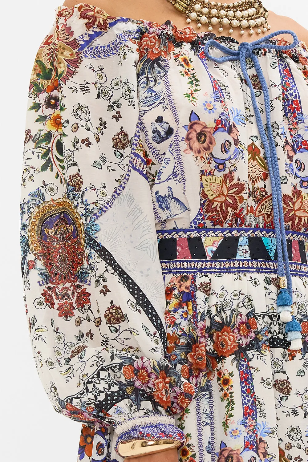 NECK TIE GATHERED BLOUSE MY FOLK ART HEART