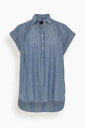 Normandy Blouse in Navy/Ivory Stripe