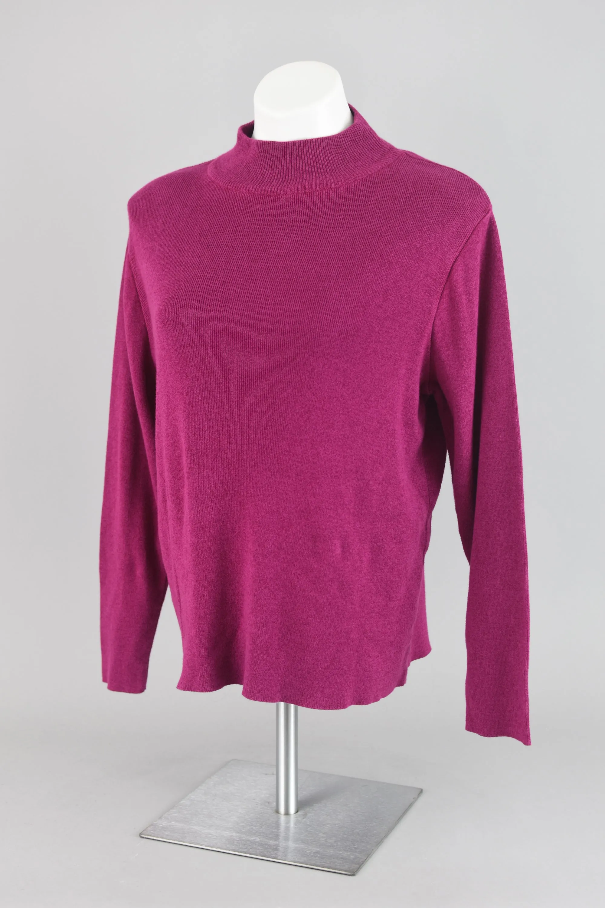 Park Hurst Magenta Pink Mockneck Knit Sweater Women's Large
