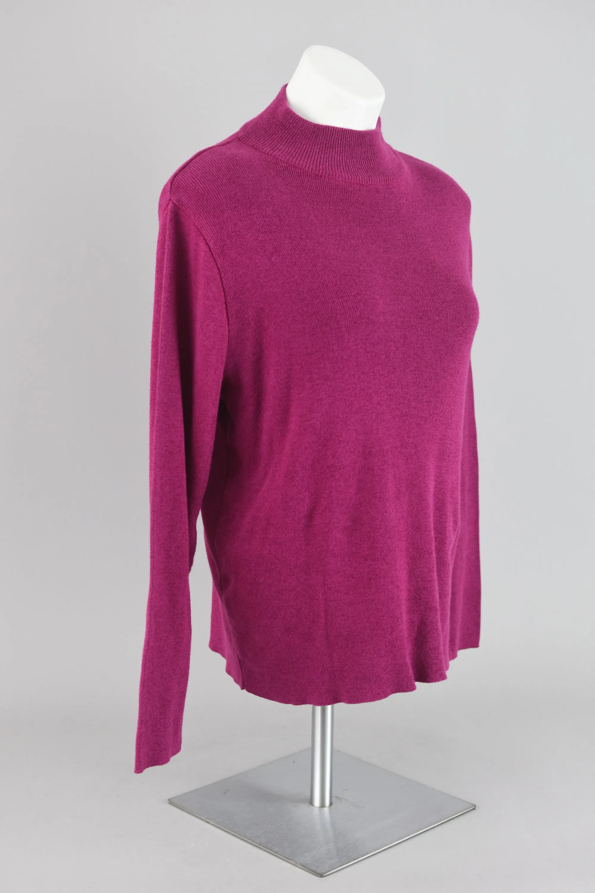 Park Hurst Magenta Pink Mockneck Knit Sweater Women's Large