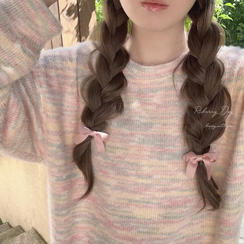 Pastel Rainbow Soft Pastel Knitting Oversized Sweater