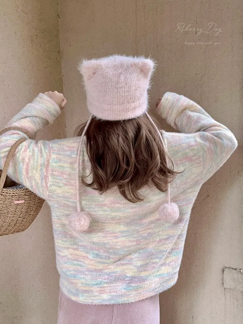 Pastel Rainbow Soft Pastel Knitting Oversized Sweater