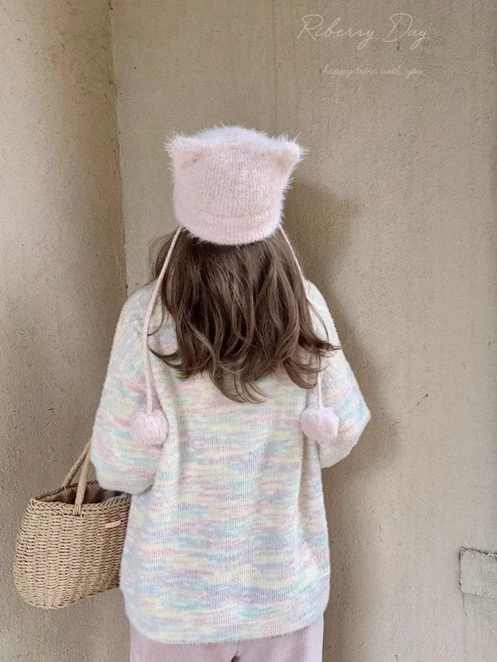 Pastel Rainbow Soft Pastel Knitting Oversized Sweater