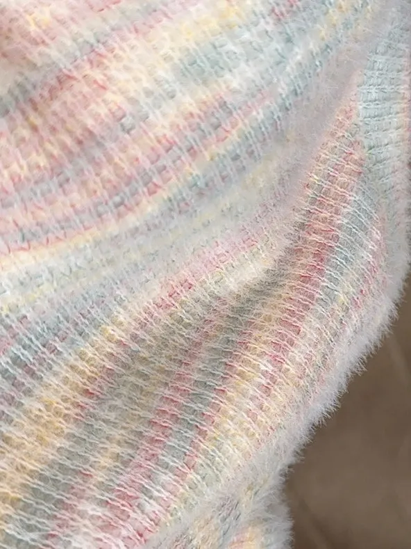 Pastel Rainbow Soft Pastel Knitting Oversized Sweater