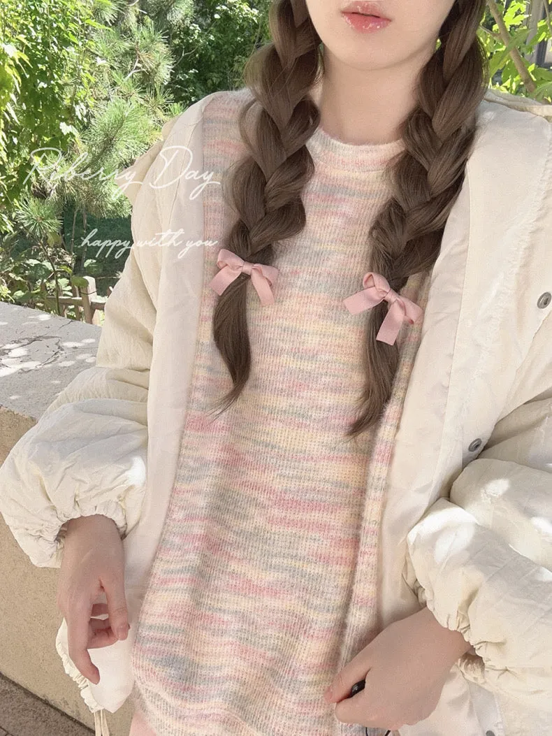 Pastel Rainbow Soft Pastel Knitting Oversized Sweater