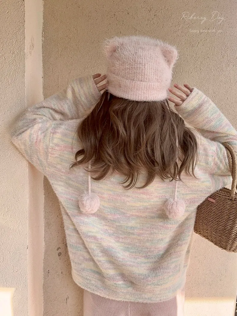 Pastel Rainbow Soft Pastel Knitting Oversized Sweater