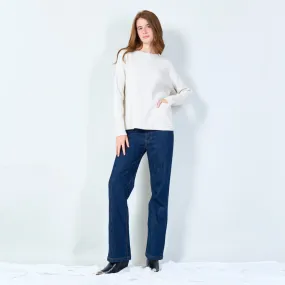 Ribbed knit pullover with pocket wholesale
