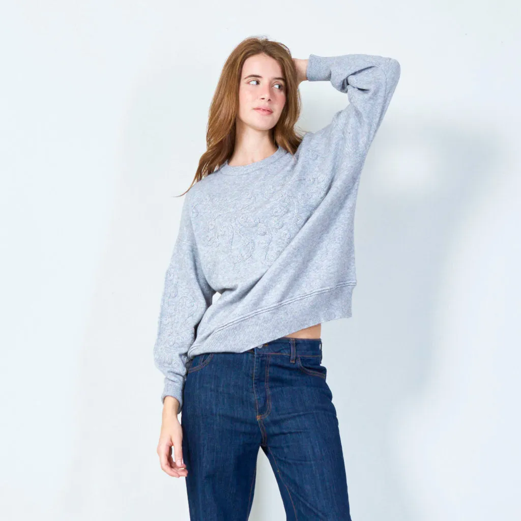 Ribbed knit pullover with pocket wholesale