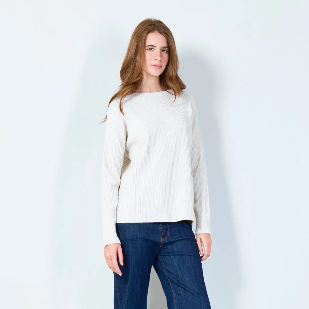 Ribbed knit pullover with pocket wholesale