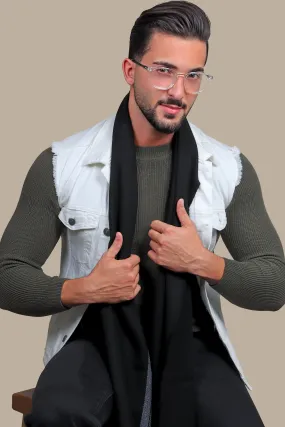 Rugged Elegance: White Denim Vest with Distressed Shoulder Detail