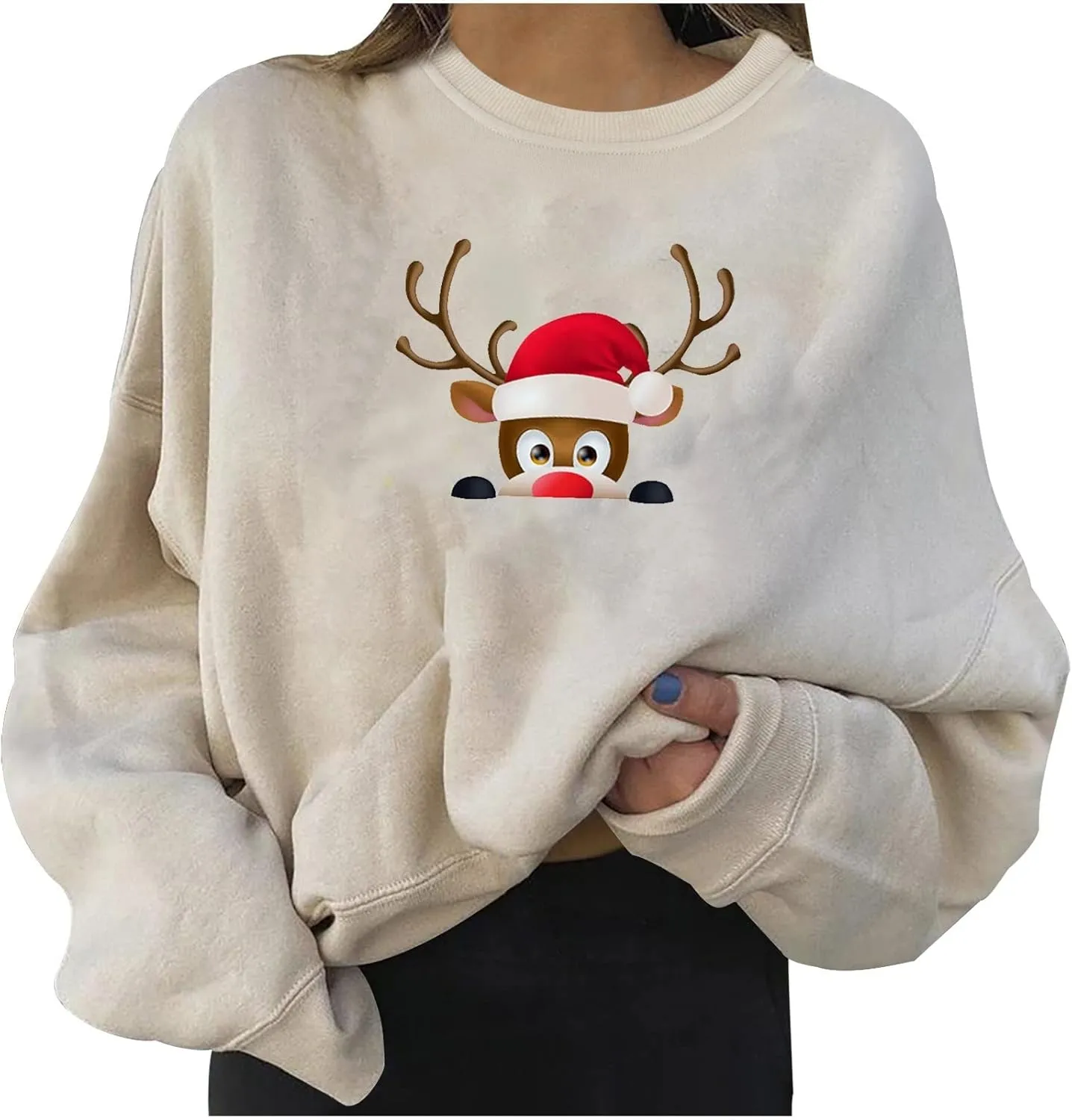 SHAOBGE Christmas Shirt for Women Teen Girl Crop Tops Long Sleeve Plus Size Plain Sweatshirts For Women