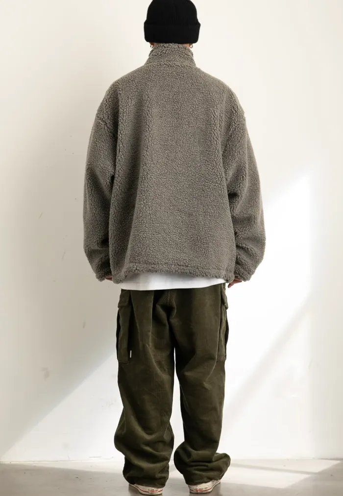 Shearling Half-Button Lightweight Pullover Sweater