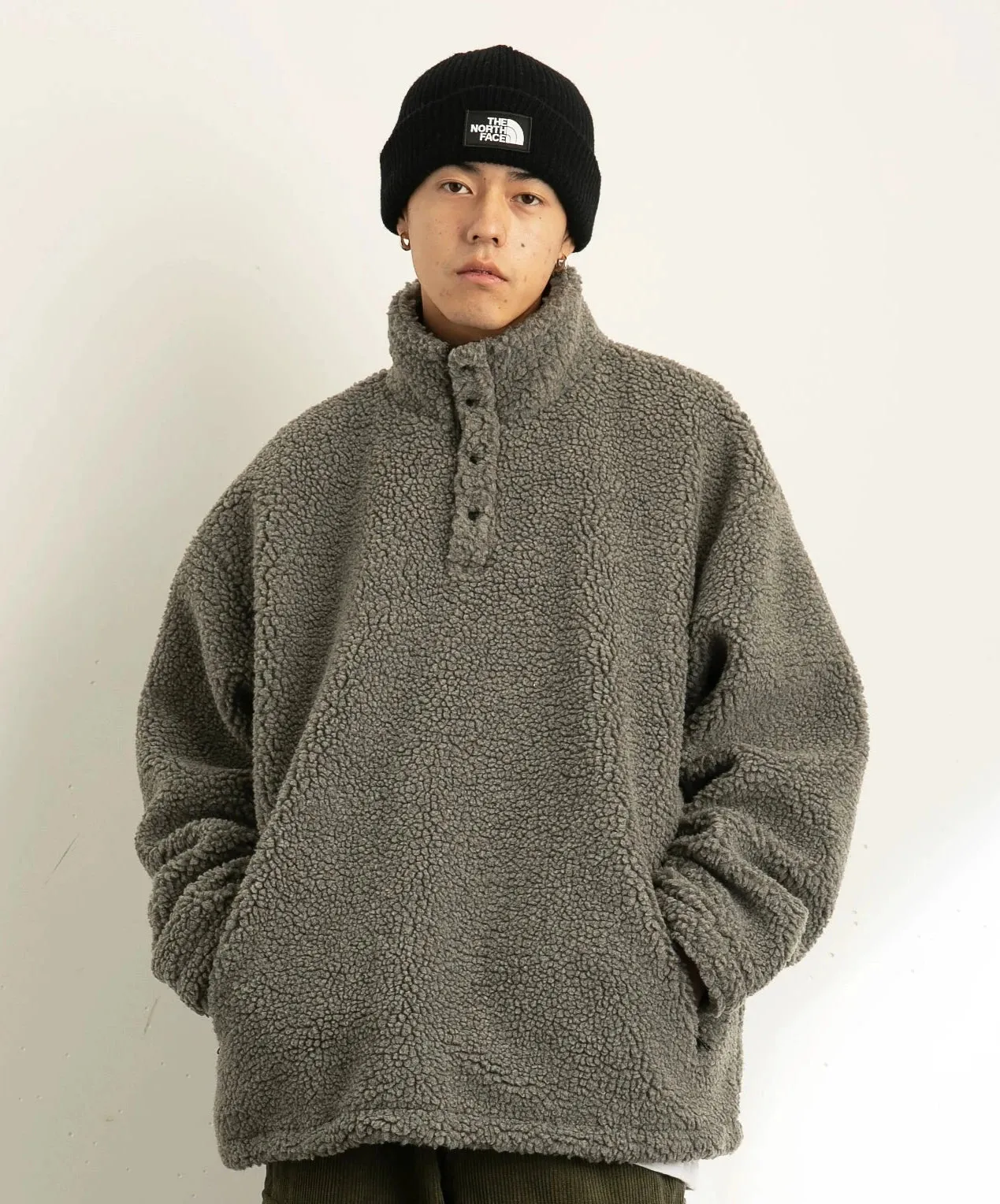 Shearling Half-Button Lightweight Pullover Sweater