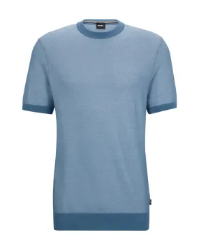 Tantino Short-sleeved cotton-blend sweater with micro structure
