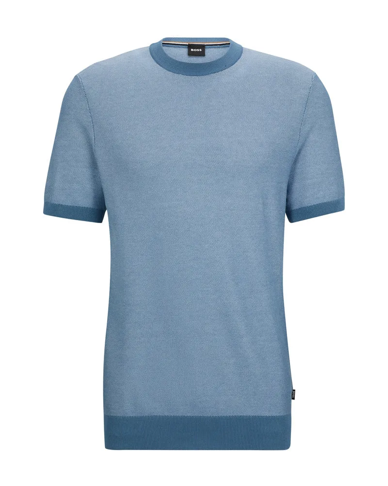 Tantino Short-sleeved cotton-blend sweater with micro structure