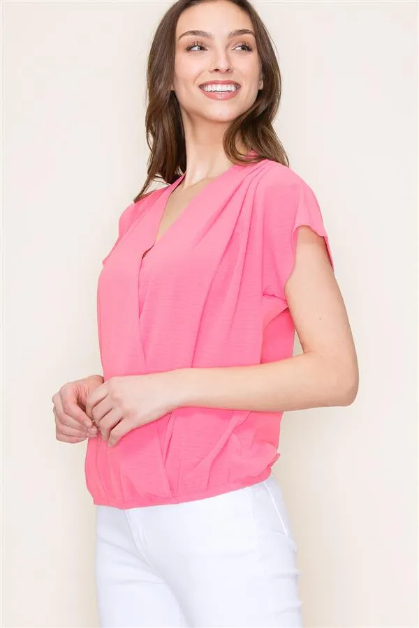 The Janey Wrap Front Short Sleeve Blouse