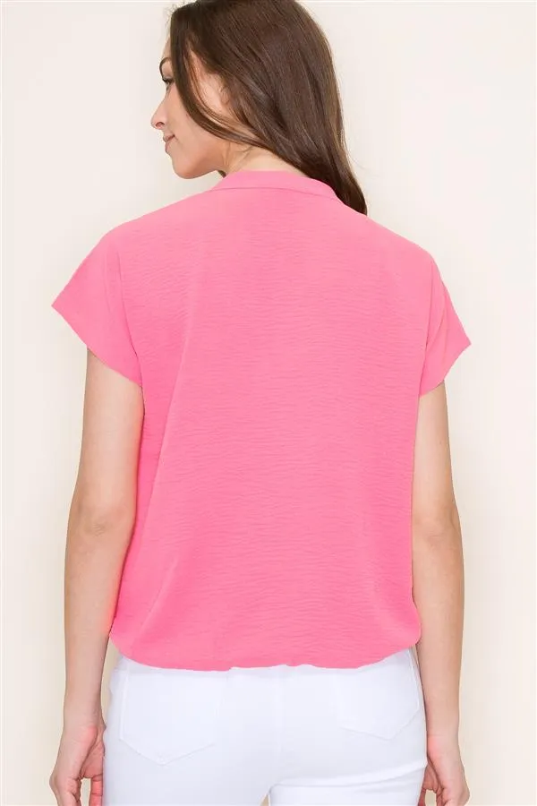 The Janey Wrap Front Short Sleeve Blouse