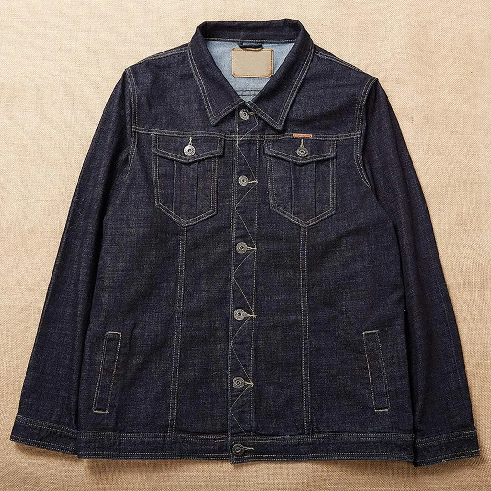 Trendy XU Denim Jacket Men Classic Button Front Trucker Jeans Jackets