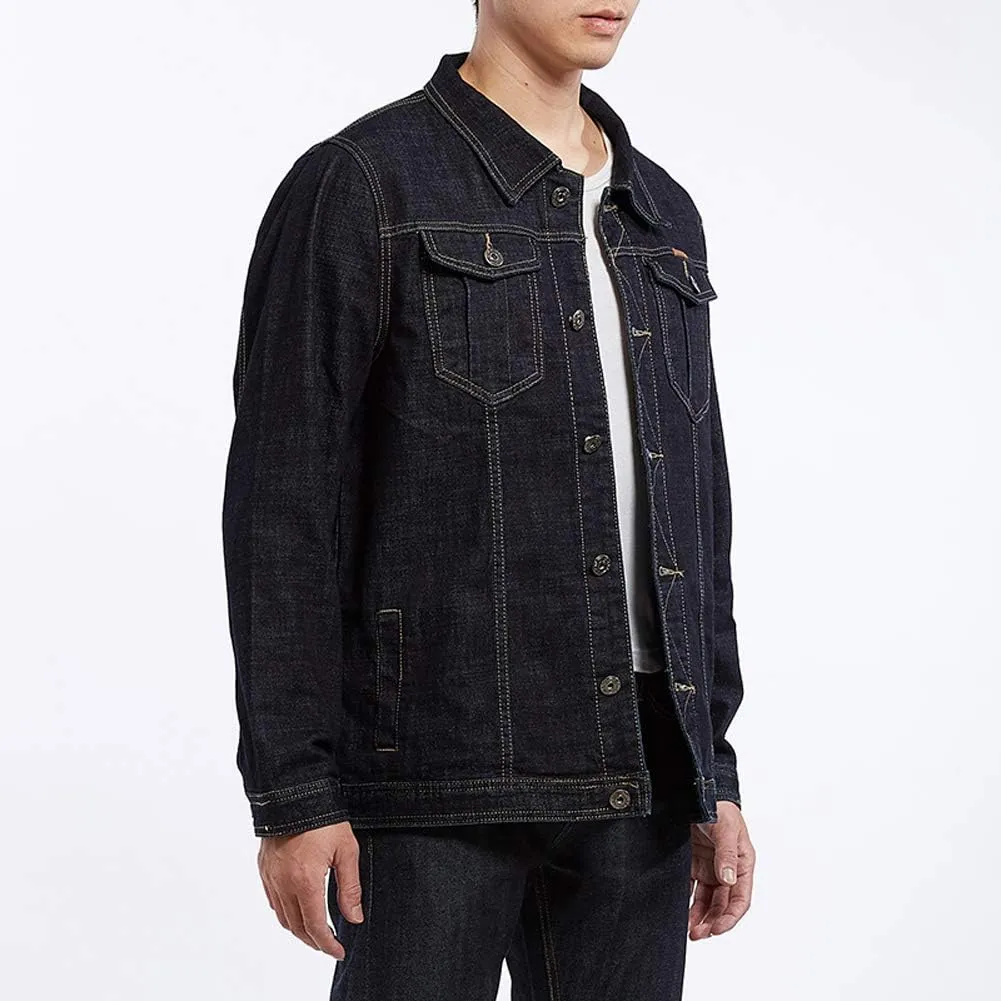 Trendy XU Denim Jacket Men Classic Button Front Trucker Jeans Jackets