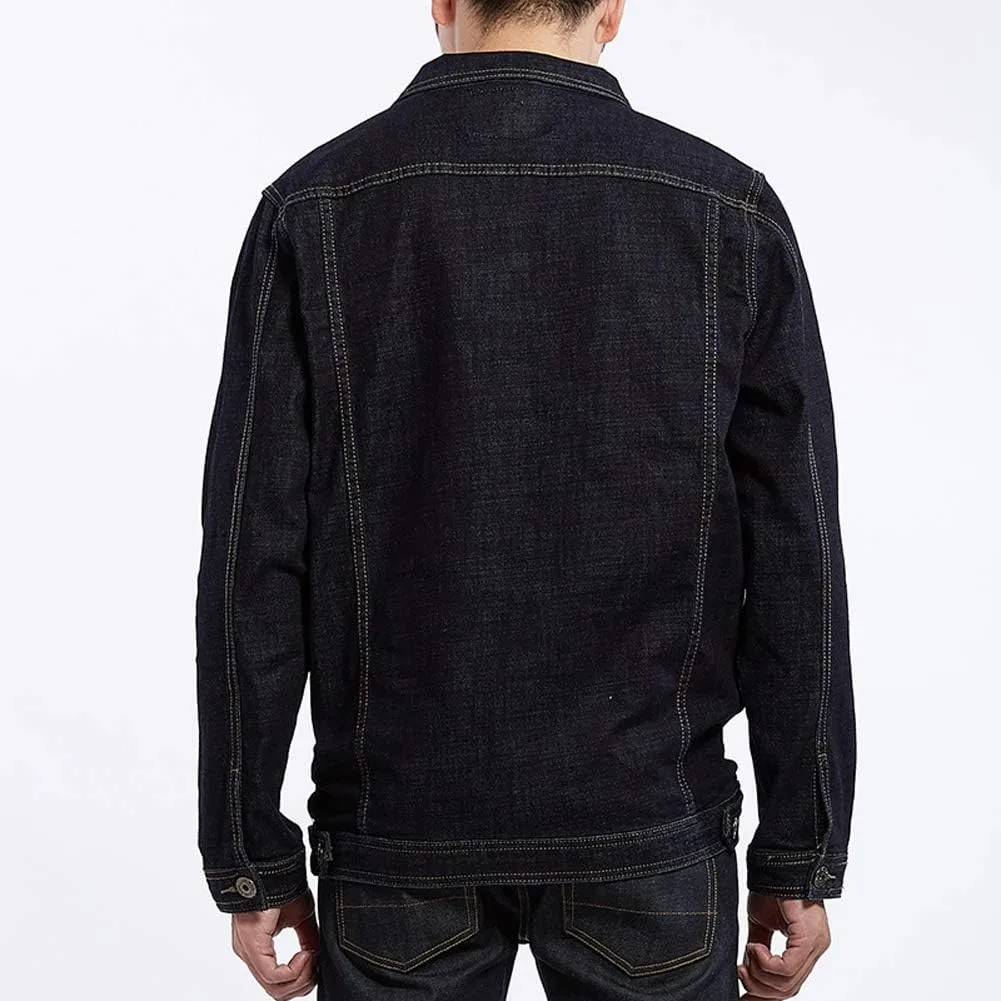 Trendy XU Denim Jacket Men Classic Button Front Trucker Jeans Jackets