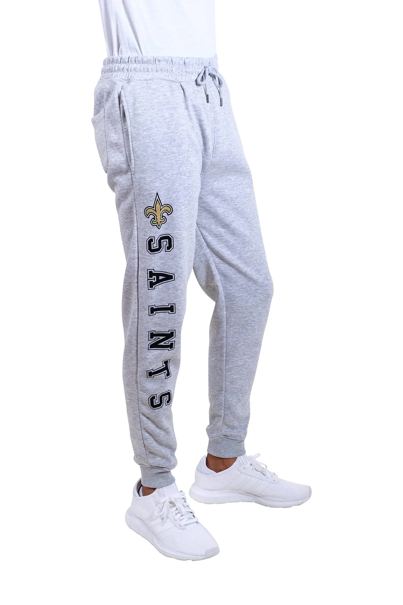 Ultra Game NFL Official Adults Super Soft Game Day Jogger Sweatpants - Unisex, New Orleans Saints, Heather Gray|New Orleans Saints
