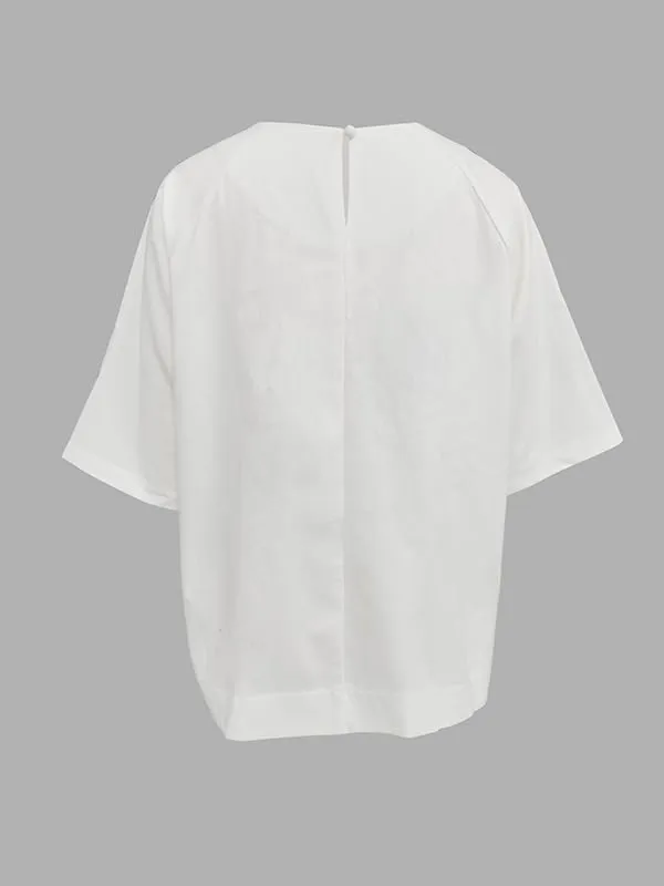 UOOZEE Women's Cotton Linen Half Sleeve Summer Casual Tunic Tops Crewneck Loose Fit Oversized Basic Tee Blouse Tops