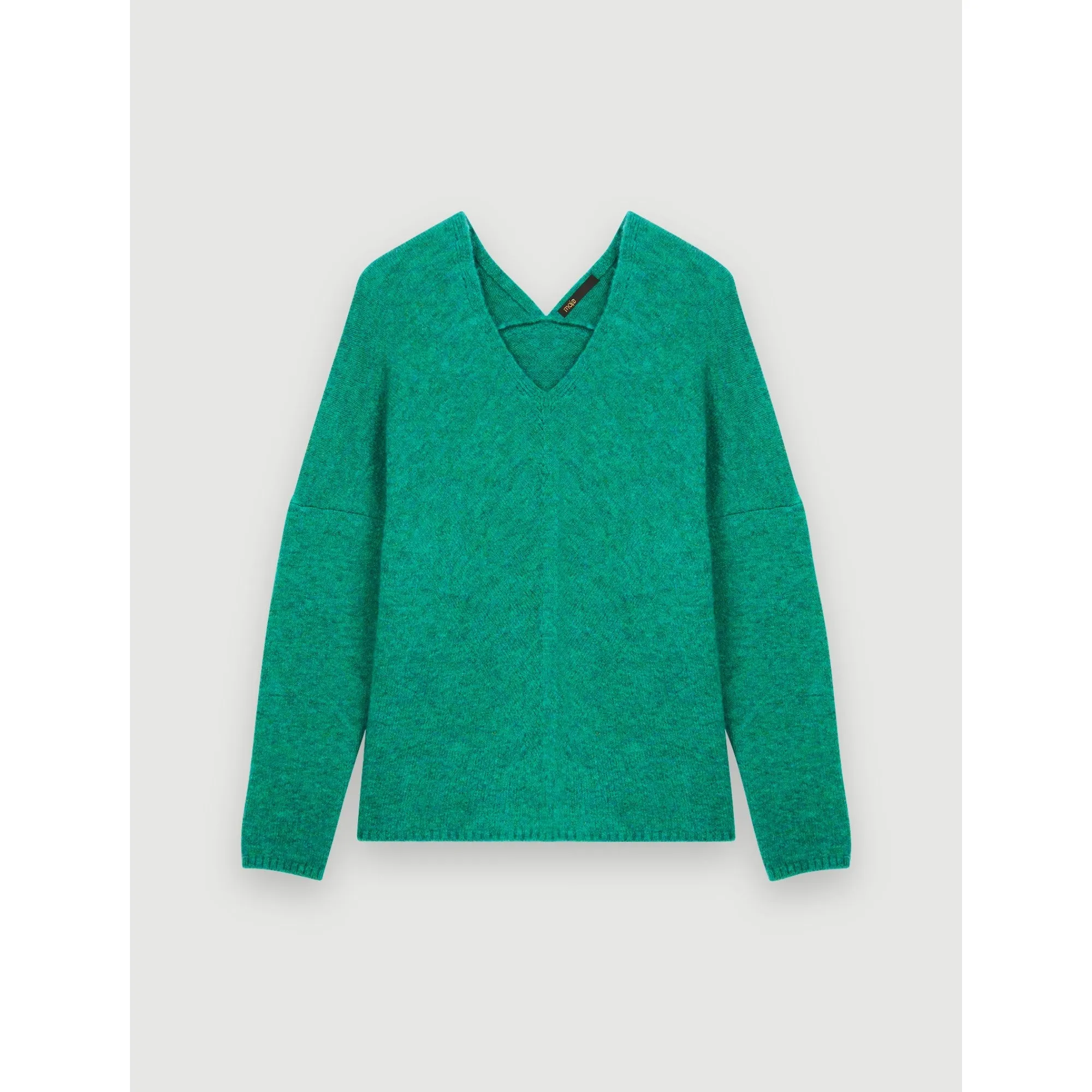 Women V-Neck Marl Sweater  - Green