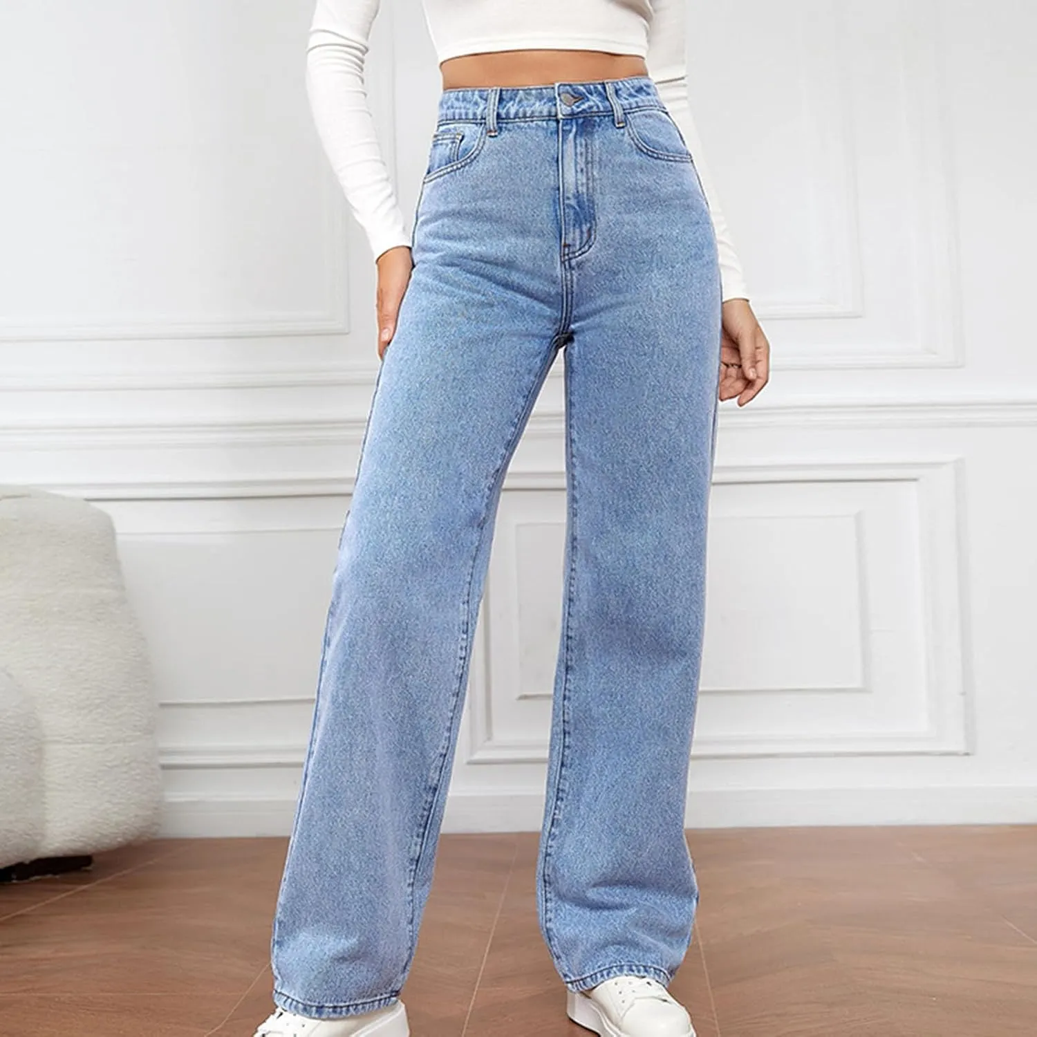 Women's 2024 Modern Skinny Jeans Insta Stretch Juniors Jeans Classic Mid Waisted Bootcut Straight Trendy Denim Pants