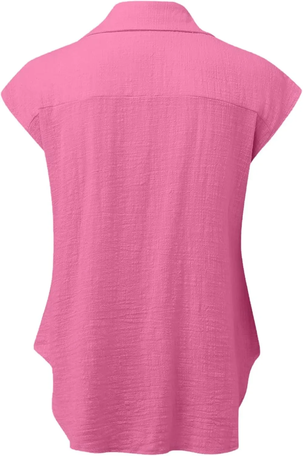 Women's Cap Sleeve Button Down Shirts Cotton Linen V Neck Tees Tops Short Sleeve Office Casual Business Plain Blouses