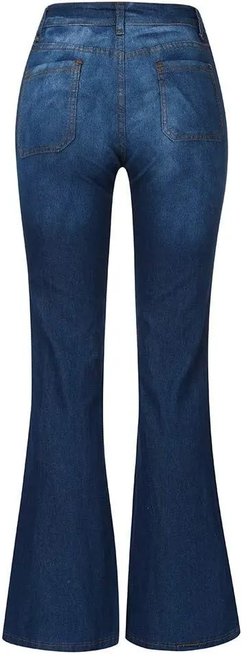 Womens High Rise Flare Jeans Skinny Bell Bottom Jeans Summer High Waisted Classic Casual Wide Leg Denim Pants