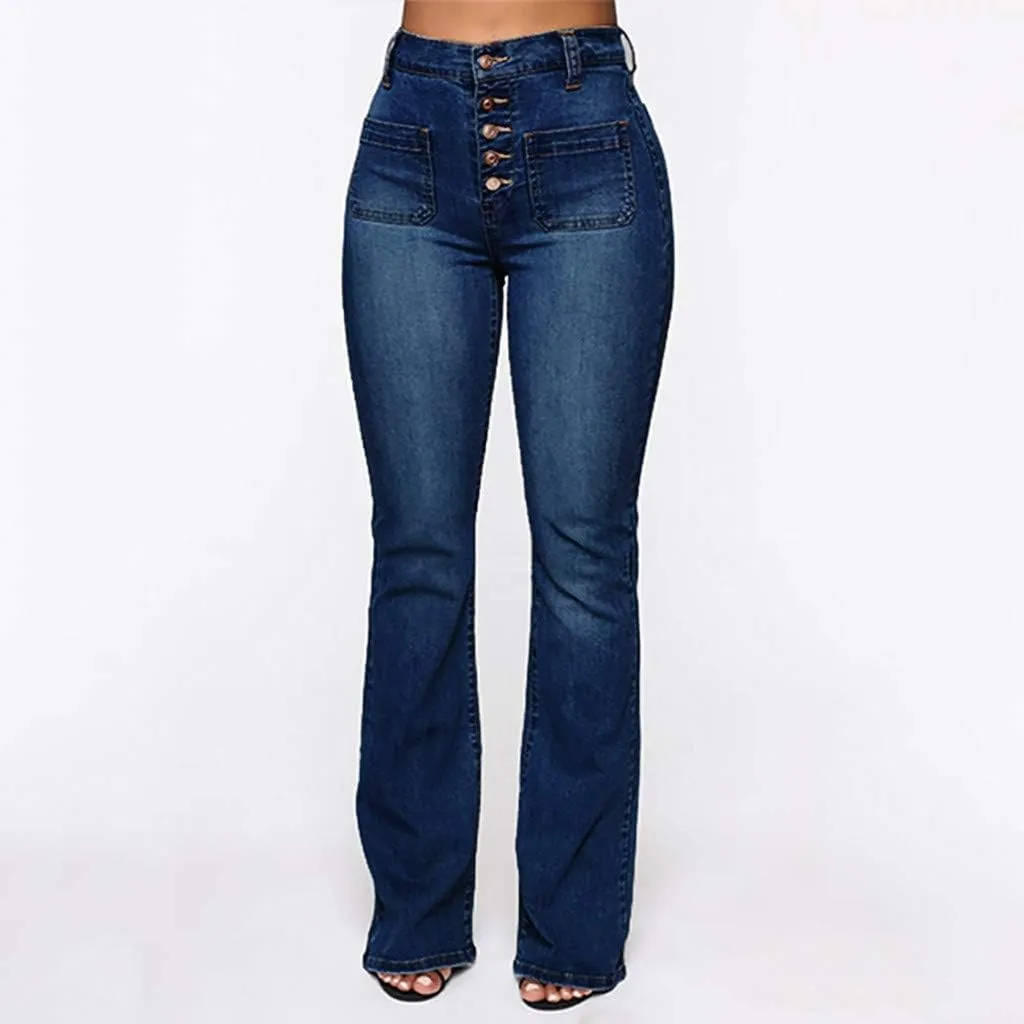 Womens High Rise Flare Jeans Skinny Bell Bottom Jeans Summer High Waisted Classic Casual Wide Leg Denim Pants