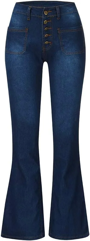 Womens High Rise Flare Jeans Skinny Bell Bottom Jeans Summer High Waisted Classic Casual Wide Leg Denim Pants