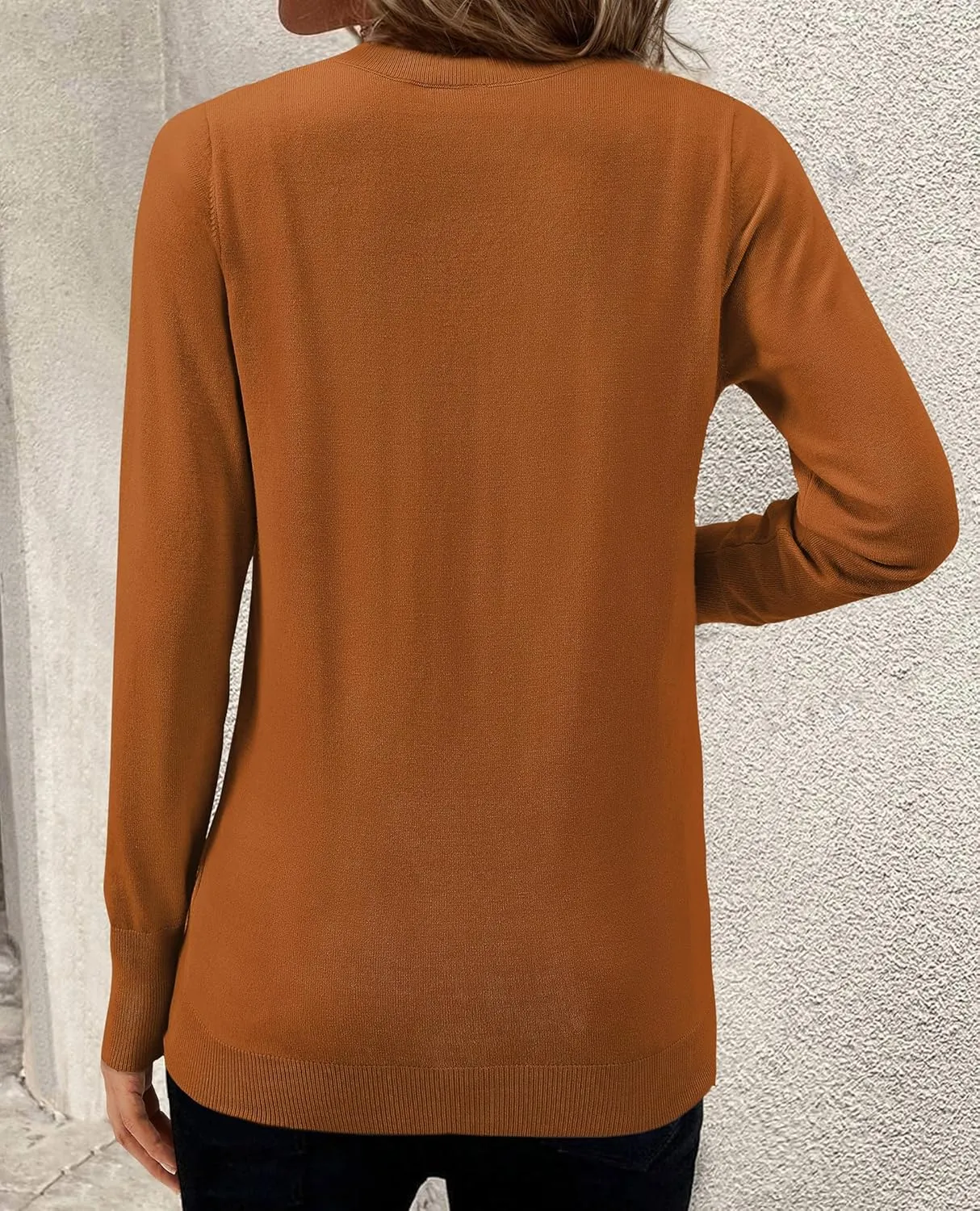Women's Spring Sweaters 2025 Casual Thin Long Sleeve Pullover V Neck Lightweight Sweatshirts Cute Blouse Tops