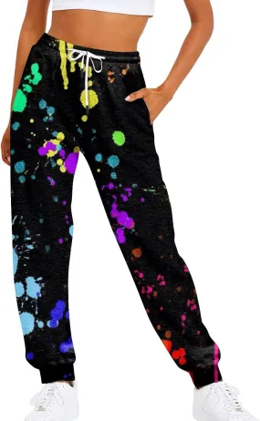 Womens Sweatpants with Pockets Elastic Waist Soft Leggings Tie Dye Fall Sweatpants Workout High Waisted Pants 2024
