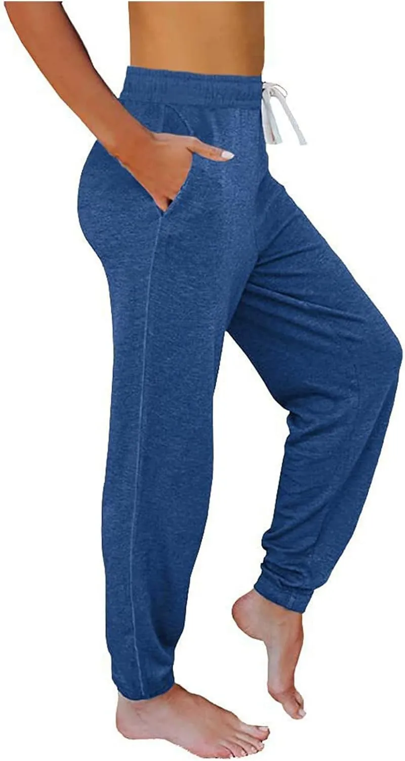 Womens Sweatpants with Pockets Track Joggers Drawstring Elastic Waist Pants Soft Jogger Sweatpants Lounge Pajama Pants