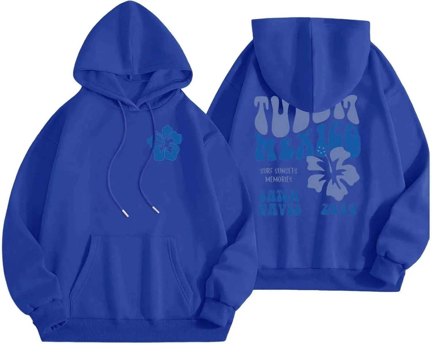 Women's Sweatshirt Full-Zip Hoodie Women Cute Hoodie Long Sleeve Blue Kawaii Shape Sweatshirt Long Sleeve with